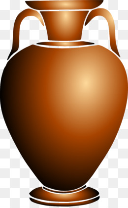 Illustration of a classical Greek amphora vase with two handles and a narrow neck, rendered in warm brown tones.
