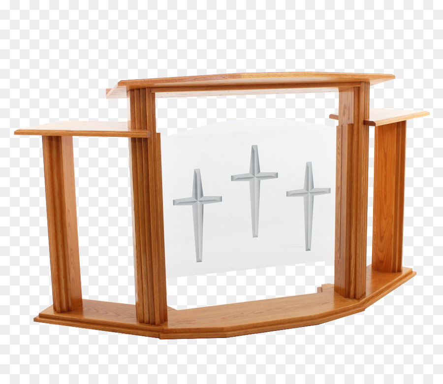 Modern Wooden Pulpit with Cross Motif - Church Furniture
