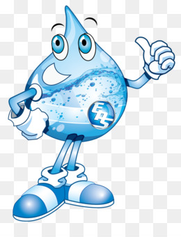 Friendly blue water droplet mascot giving a thumbs-up, with cartoon eyes, arms, legs, and sneakers.