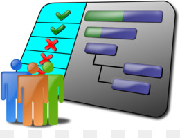 Three stylized people icons beside a checklist with green checks and red Xs, next to a flowchart diagram on a gray panel.