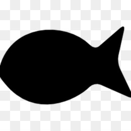 Black silhouette of a generic fish on transparent background, stylized and minimalist.