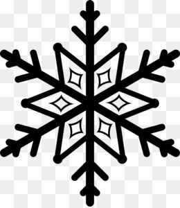 Black and white stylized snowflake icon with six symmetrical arms and diamond-shaped details on a transparent background.