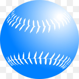 A stylized blue baseball with white stitching on a transparent background.