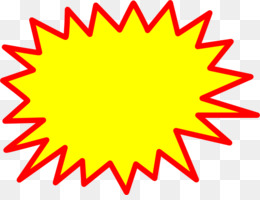 Bright yellow starburst with red jagged outline, commonly used for sale or attention-grabbing graphics.