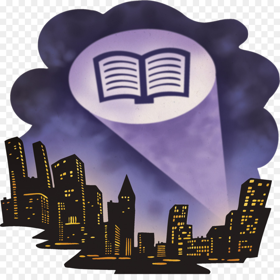 A glowing open book shines light over a silhouetted city skyline at night, symbolizing knowledge illuminating urban life.