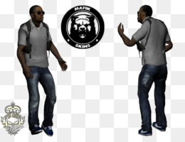Two men in casual streetwear pose beside a circular "MAFIA SKINS" logo featuring a bear face emblem.