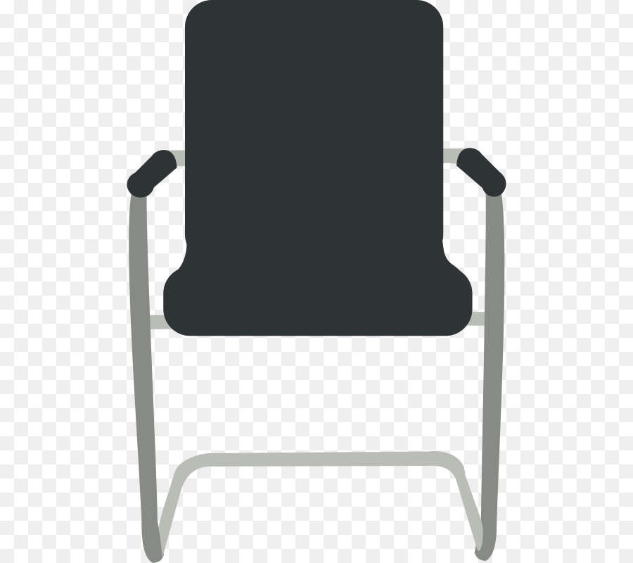 Minimalist black chair with gray legs and armrests on transparent background