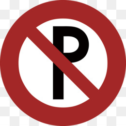 Red circular sign with a black "P" crossed out by a diagonal line, indicating no parking allowed.
