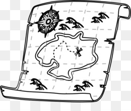 Vintage treasure map with compass rose, island outline, X marks the spot, and sea monsters on aged parchment.