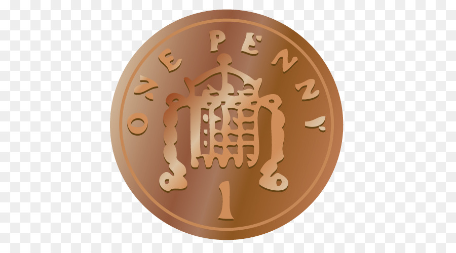 British one penny coin featuring the Royal Shield design, copper-colored with embossed text and numeral "1".