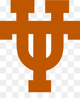 Orange stylized Psi (Ψ) symbol with crossbar, representing psychology or scientific notation, on transparent background.