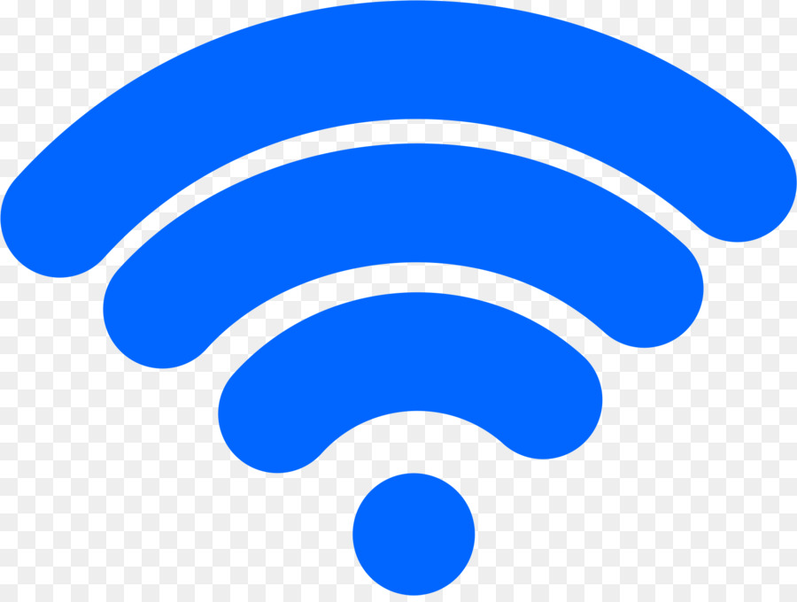 Blue Wi-Fi symbol with three curved arcs and a dot, representing wireless network connectivity.