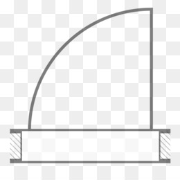 Technical line drawing of a curved arch supported on a rectangular base with hatched end sections.