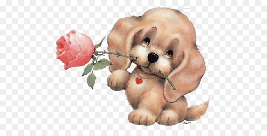 Adorable Puppy with Rose - Free PNG Clipart for Greeting Cards & Crafts