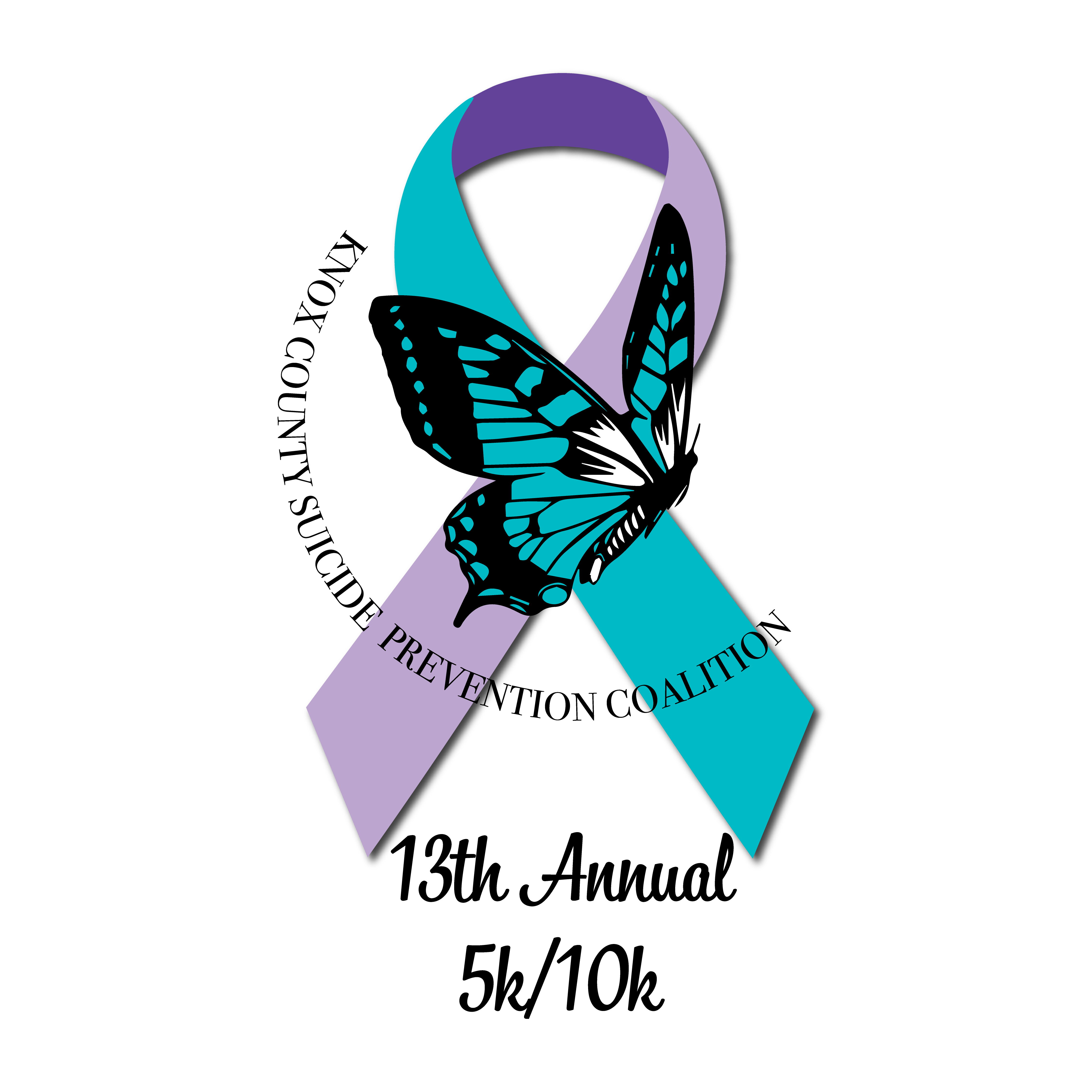 Teal and purple awareness ribbon with butterfly motif and partial text "PREVENT" and "ALITION"