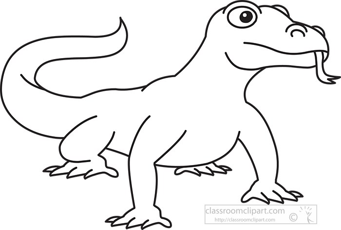 Komodo Dragon Coloring Page - Free Printable Lizard Illustration