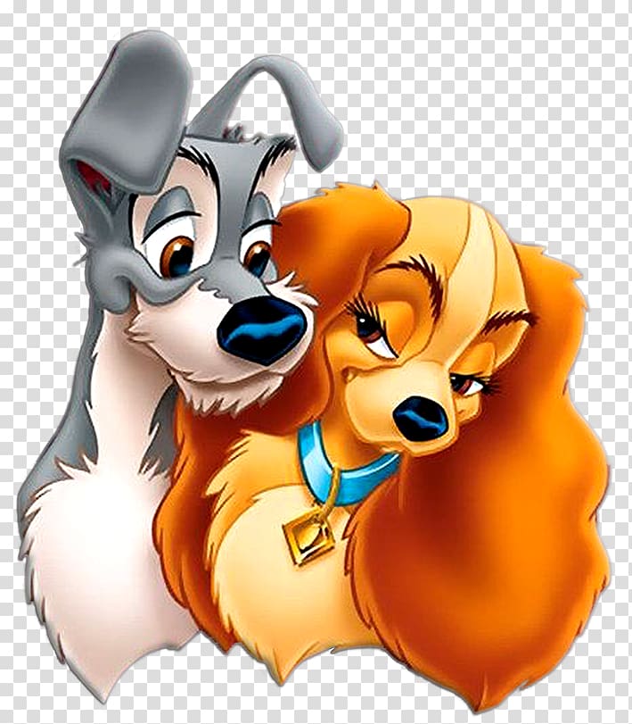 Lady and the Tramp, Disney’s classic animated dogs sharing a tender moment.