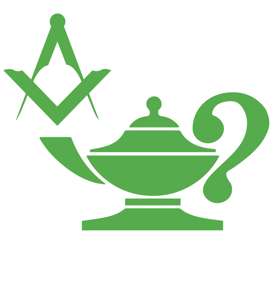 Illinois Masonic Academic Bowl logo featuring a green genie lamp with Masonic square and compasses and the letter G.
