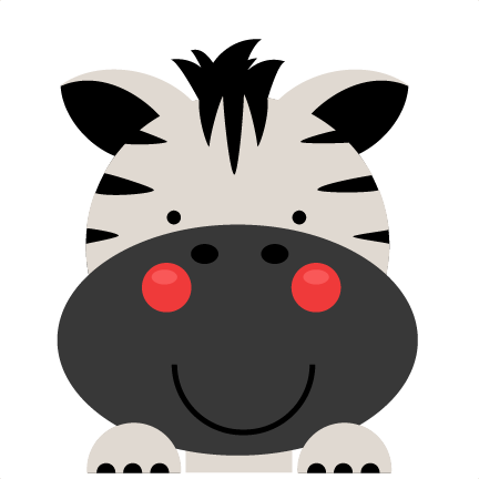 Cute cartoon zebra with black-and-white stripes, red cheeks, and a smiling face.