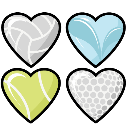 Heart-Shaped Sports Icons - Volleyball, Water, Tennis, Golf