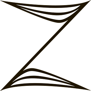 Abstract green logo with a bold brown Z-shape and white curved accents, suggesting motion or balance.