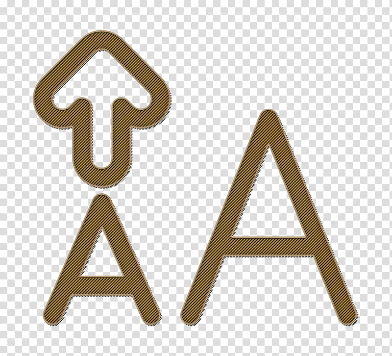 Brown textured upward arrow above two capital A letters, one small and one large, on transparent background.