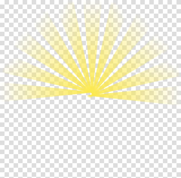 Radiant yellow sunburst with soft gradient rays on transparent background