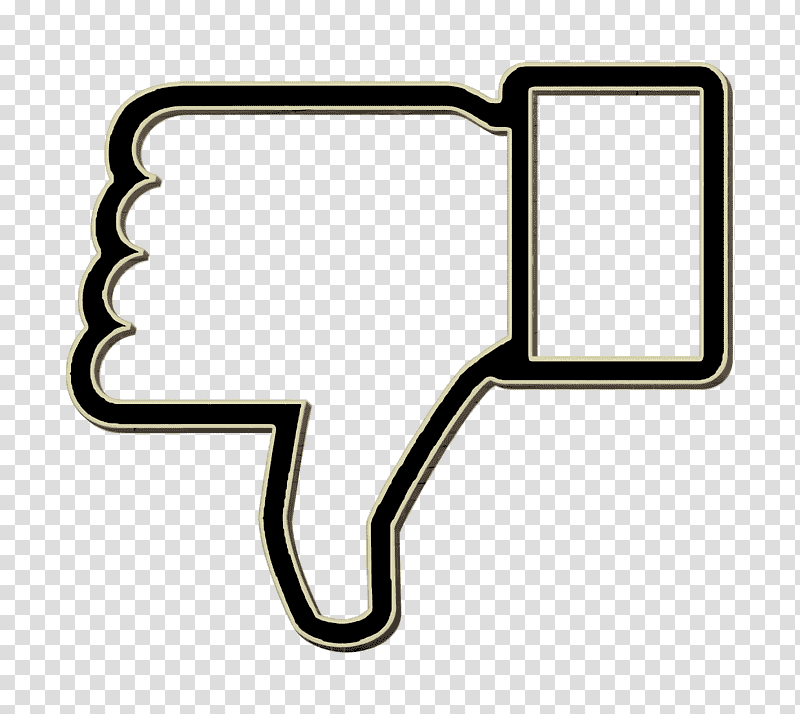 Black outlined thumbs-down icon with beige inner border on transparent checkered background.