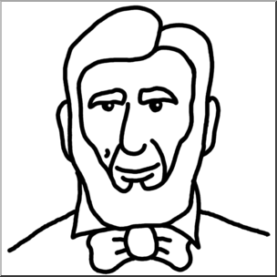 Line drawing of a man with receding hairline, mustache, and bowtie, stylized like a classic caricature.