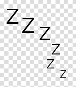 Six black 'Z' letters arranged diagonally on a transparent background, symbolizing sleep or snoring.