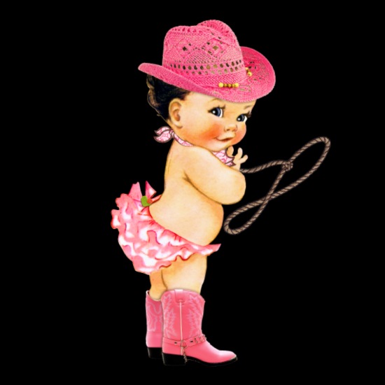Pink Cowboy Baby Illustration - Vintage-Style Clipart for Greeting Cards & Crafts