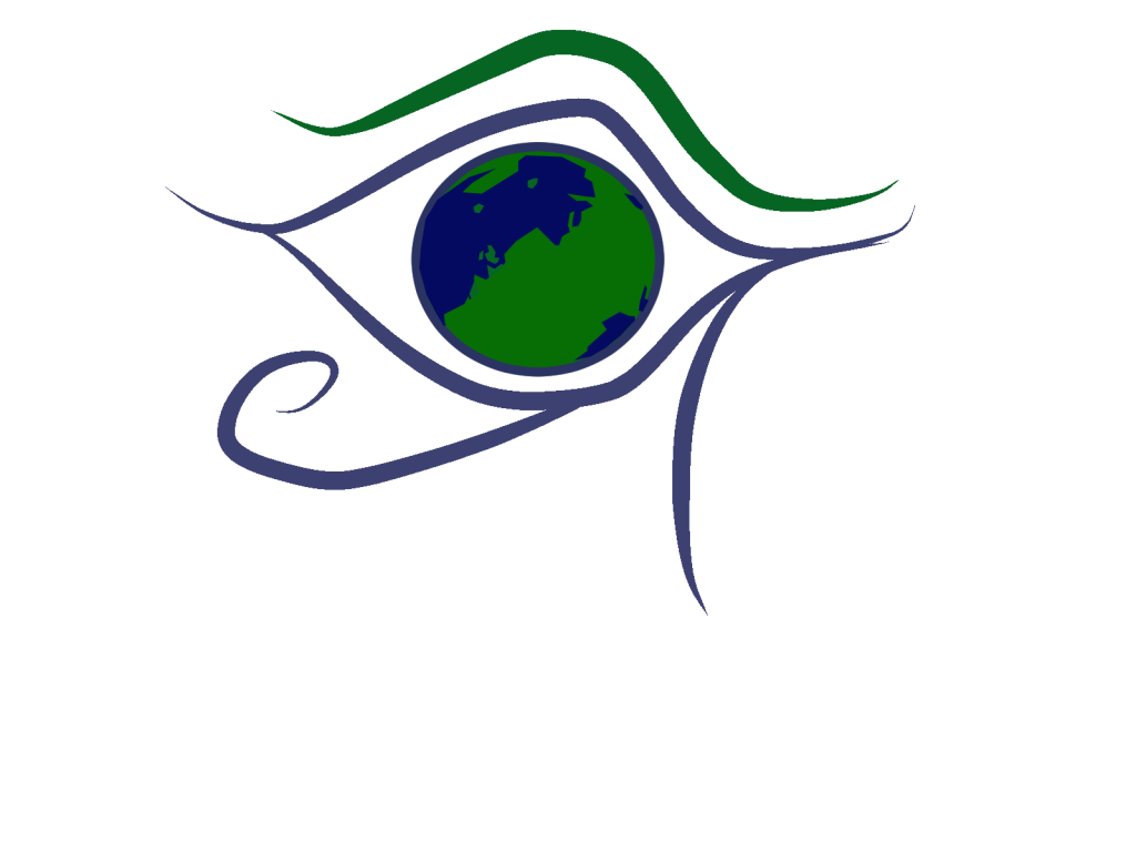 Stylized eye with Earth as the pupil, symbolizing global awareness or environmental vision.