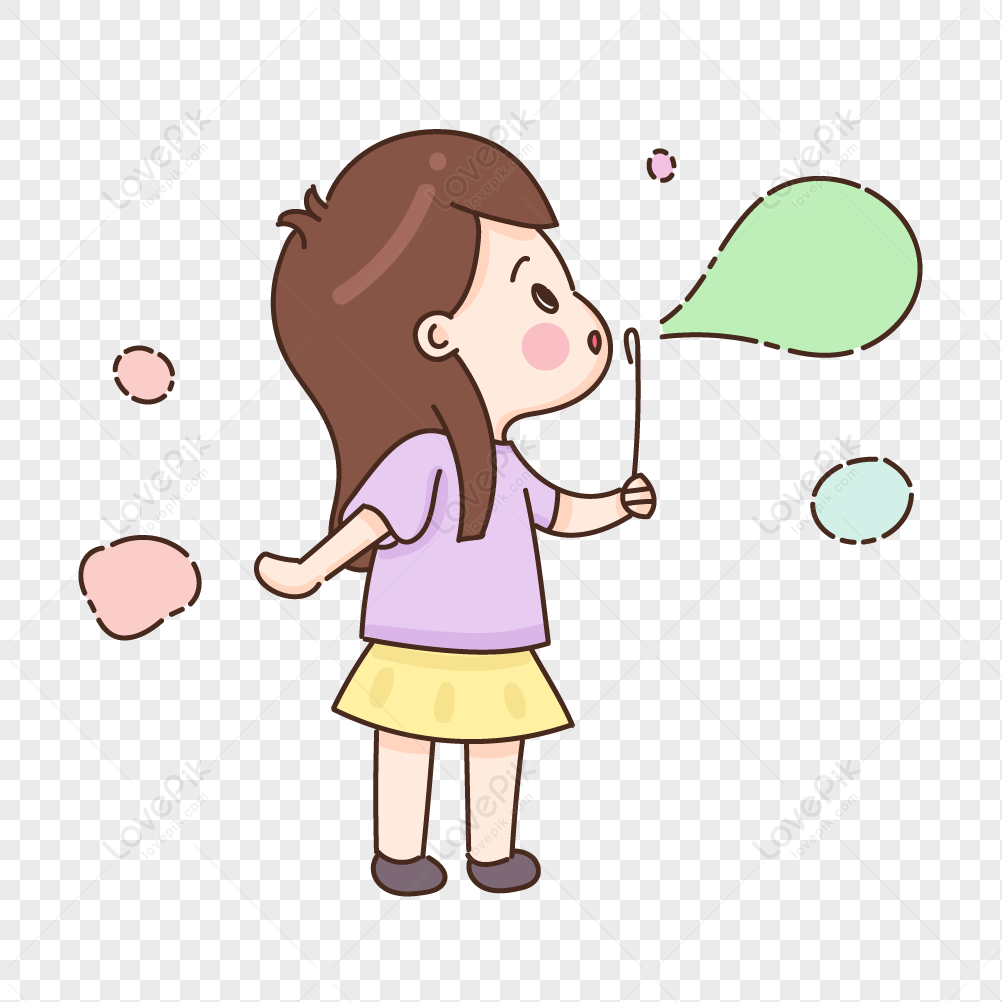 Girl Blowing Bubblegum Bubble Clip Art - Blowing Bubble Gum - Clip Art ...
