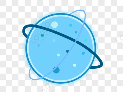 Blue stylized planet with rings and glowing particles, representing space or astronomy concepts.