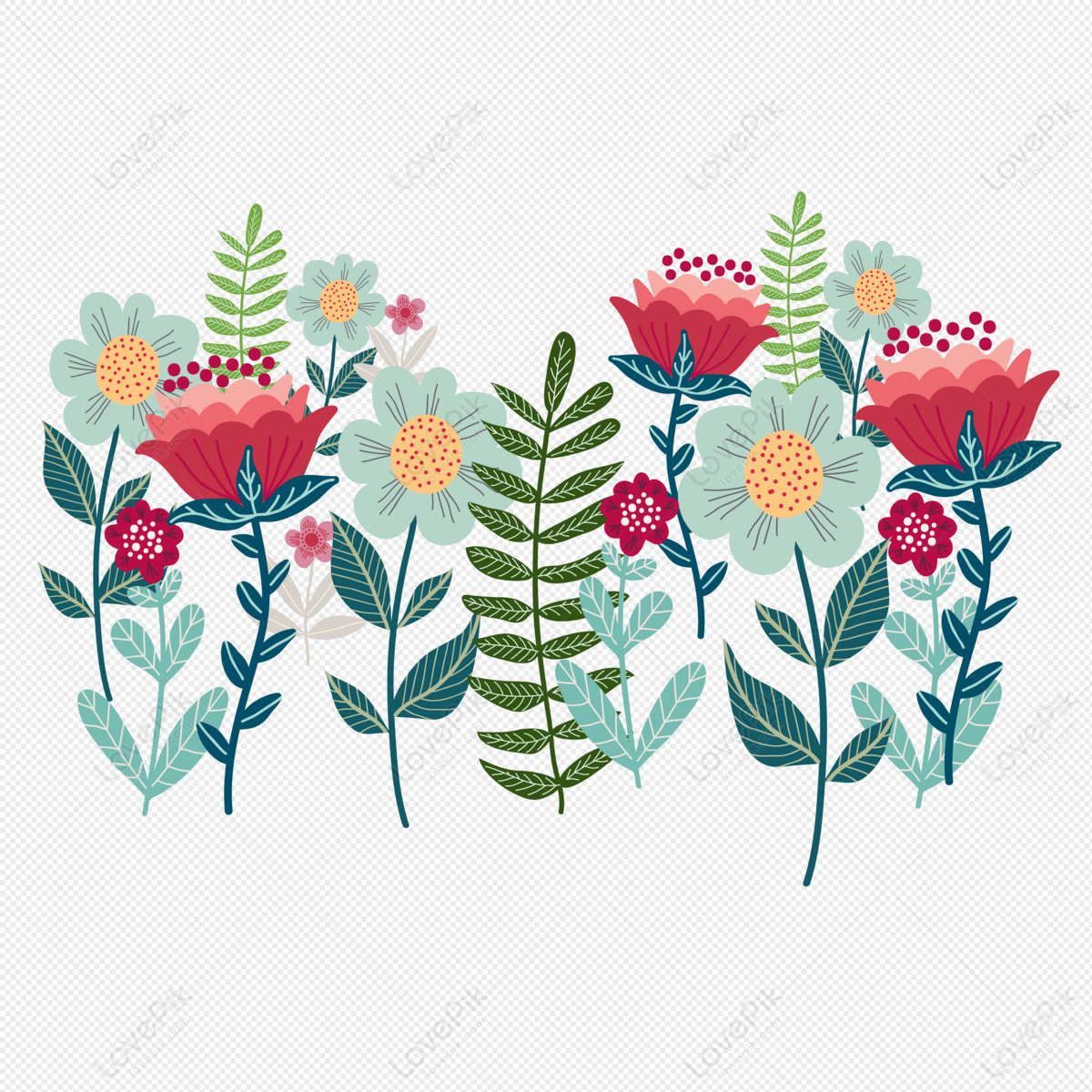 Vibrant Floral Illustration - Free PNG Download for Design Projects