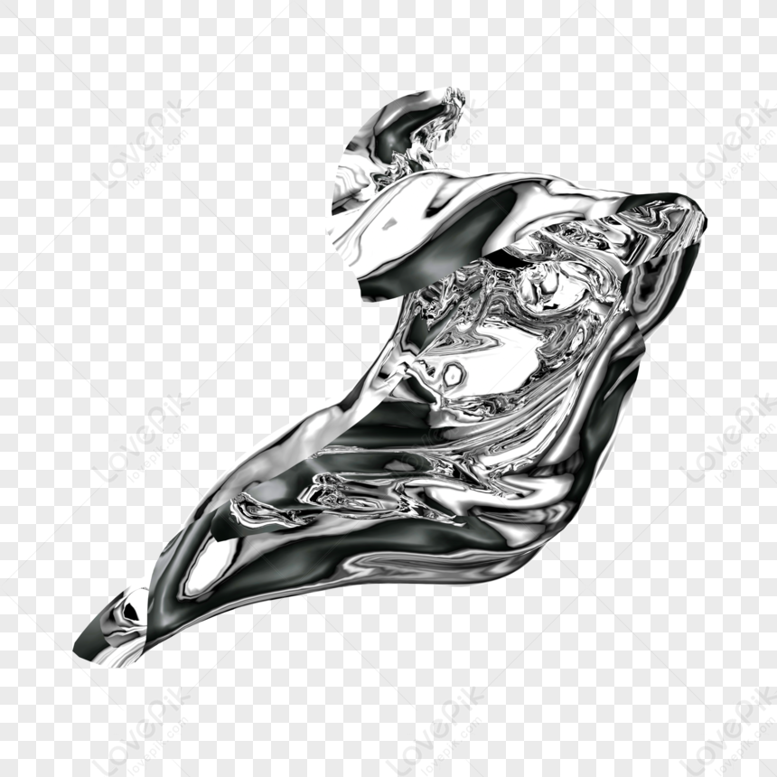 Abstract Chrome Liquid Sculpture - High-Resolution Digital Art
