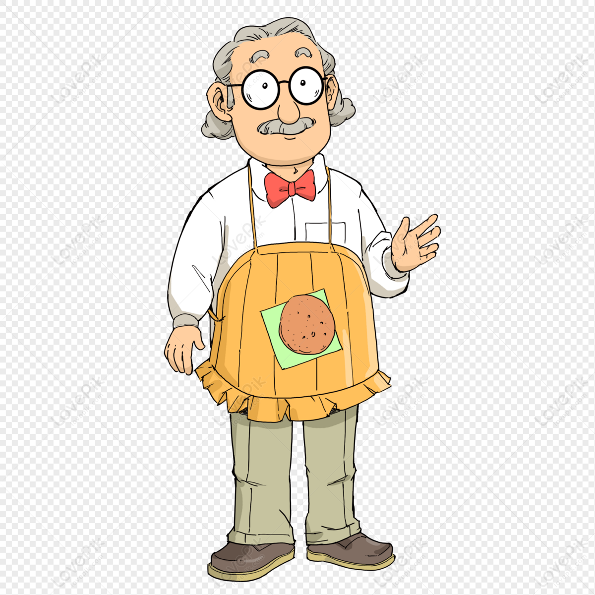 Friendly Chef Grandpa Cartoon Character - Free PNG Download