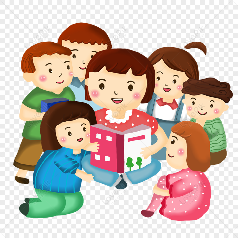 Children Reading Together - Educational Illustration for Learning & Family Activities