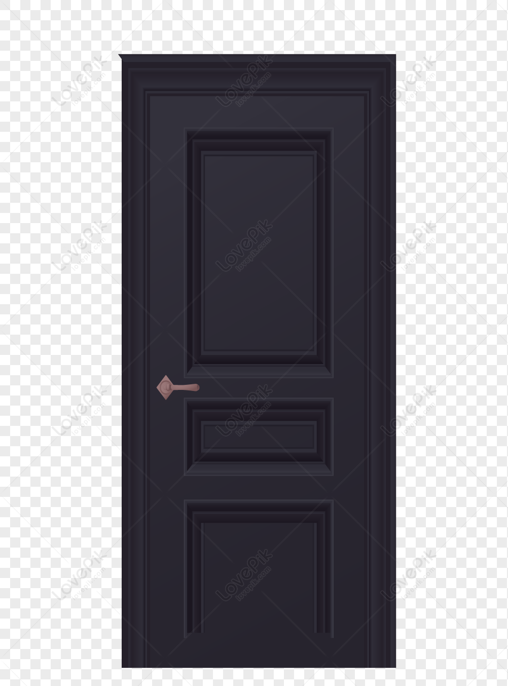 Classic Dark Panel Door - High-Quality PNG for Interior Design Projects