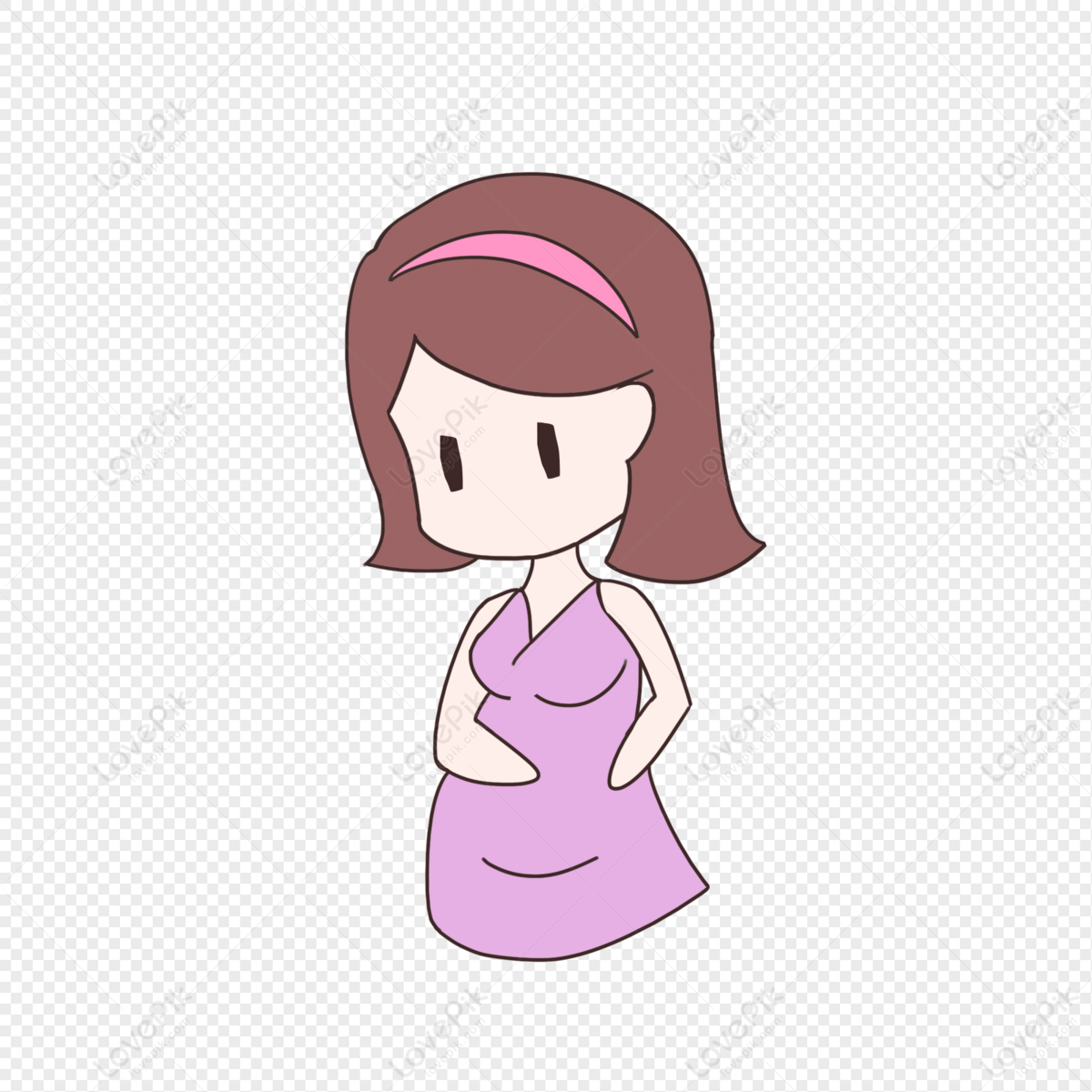 Cute Pregnant Woman Illustration - Free PNG Clipart for Maternity Content