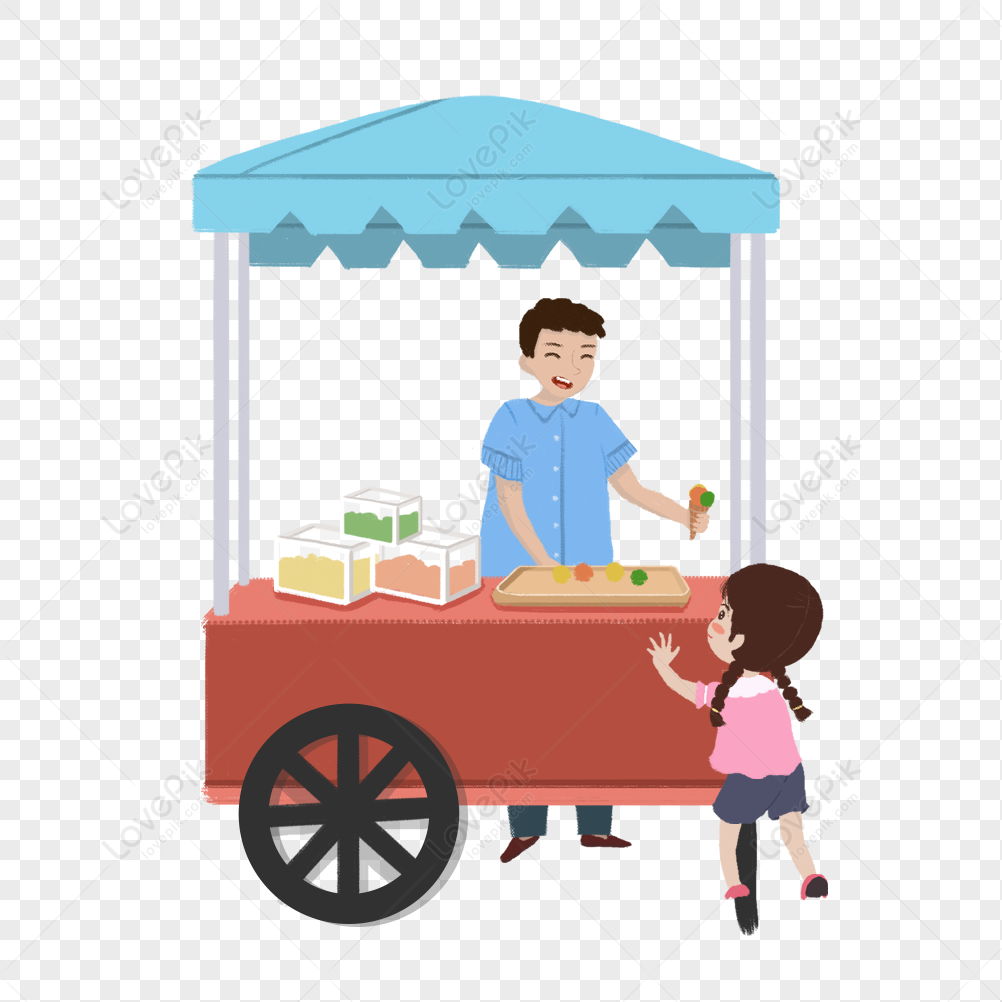 Friendly Ice Cream Cart Illustration - Free Download & Usage