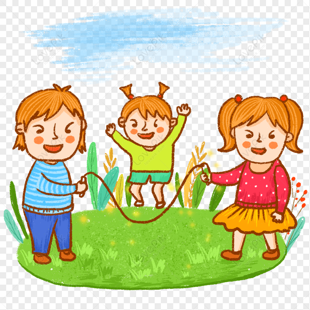 Skipping Rope Play Jumping Illustration - Children Skipping Rope - Clip ...