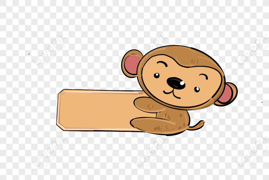Adorable Cartoon Monkey Holding Blank Sign - Free PNG Clipart