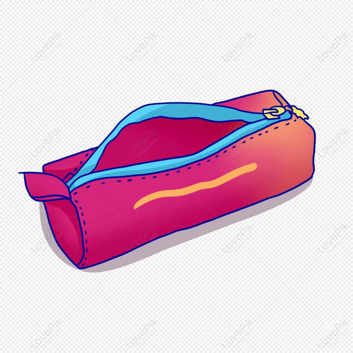 Open Pencil Case With Zipper Full Of Stationery Stock Illustration