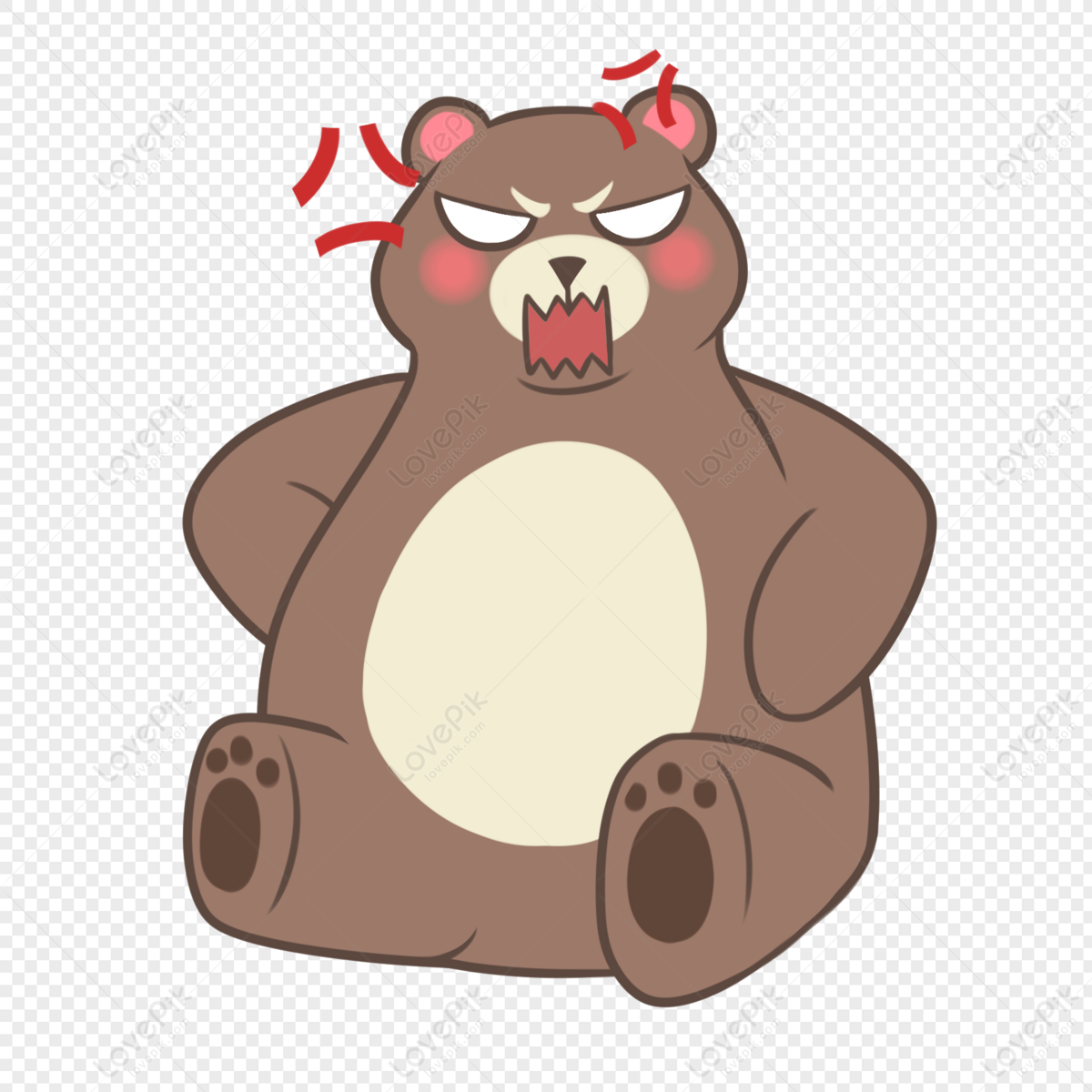 Angry Bear Cartoon Illustration - Free PNG Download