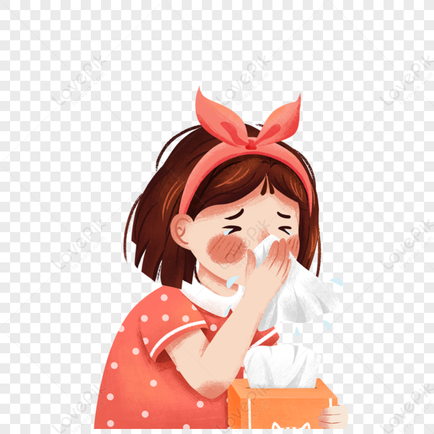 Child with Cold or Allergies - Illustration for Health & Wellness Content