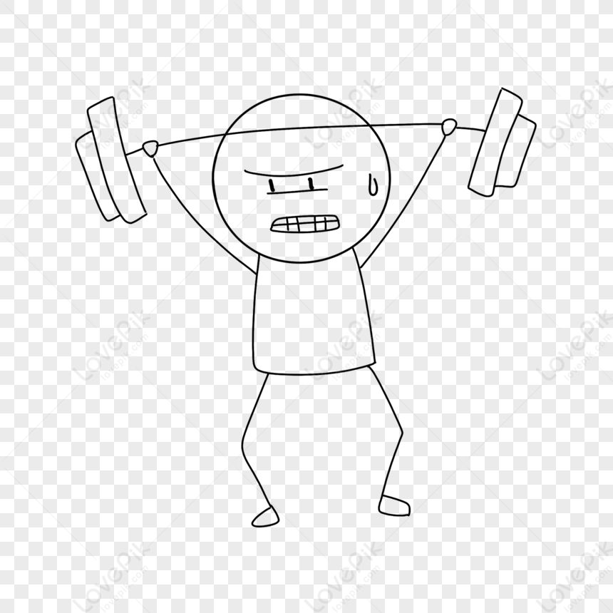 Simple Line Drawing of a Person Weightlifting - Free Clipart