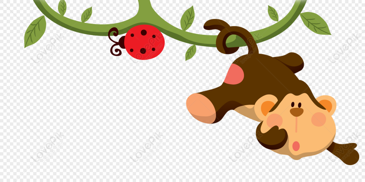 Playful Monkey Hanging from Vine - Free Clipart for Kids & Educators