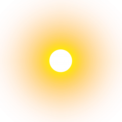 A radiant white circle at the center of a vibrant orange gradient, evoking the sun or a light source.