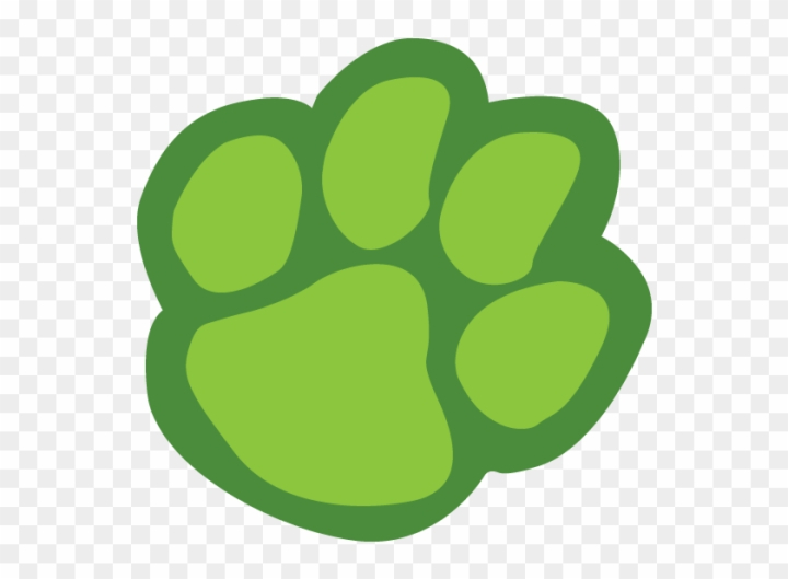 Green stylized paw print icon with five pads on transparent background.